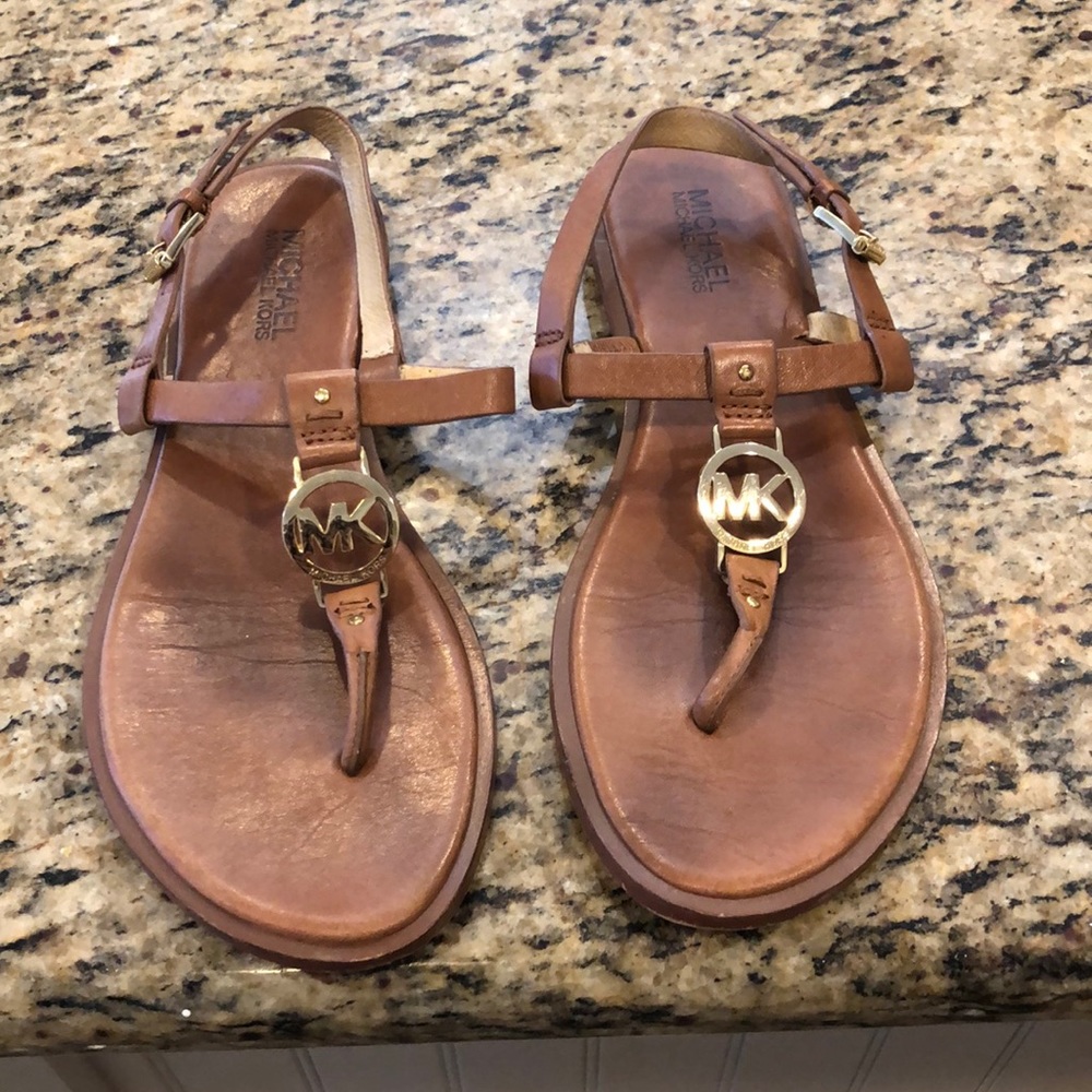 Brown leather MK sandals